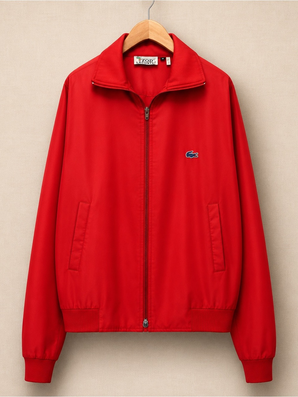 Vintage IZOD Lacoste Red Full Zip Track Jacket Embroidered Logo Medium